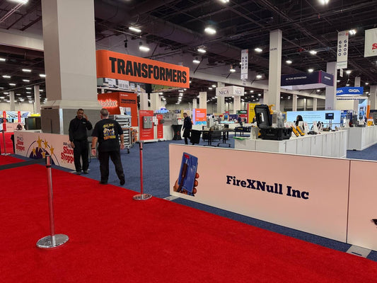 FireXNull Inc exhibit sign in the Showstopper Showcase area at NECA 2026, Mandalay Bay Convention Center, Las Vegas