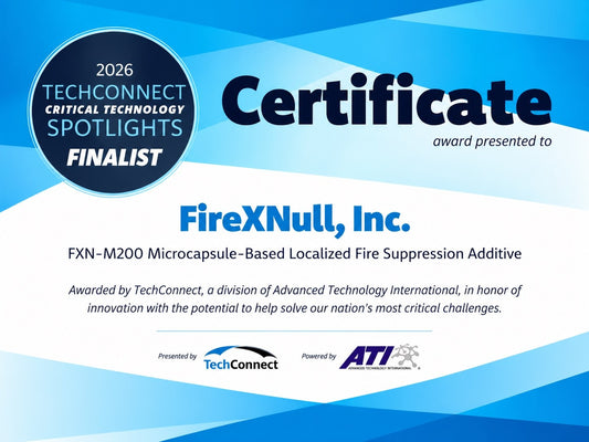 2026 TechConnect Critical Technology Spotlights Finalist certificate presented to FireXNull, Inc. for FXN-M200