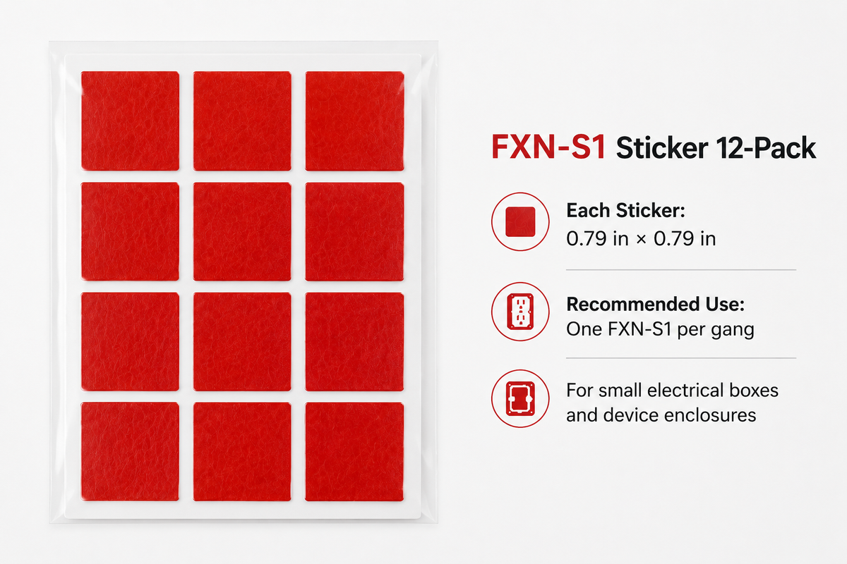 FXN-S1 fire suppression sticker for electrical outlet and switch boxes