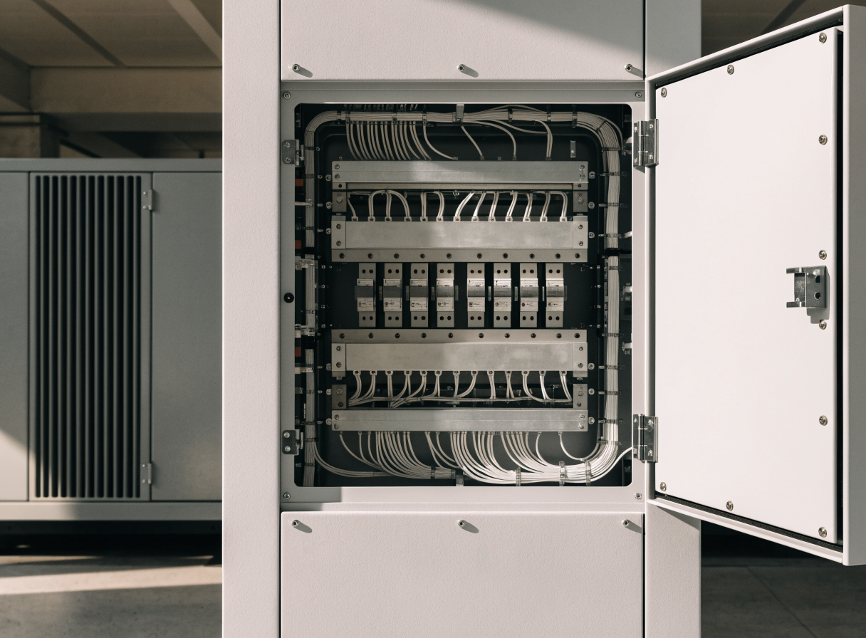 Illustrative generator control and transfer switch cabinet