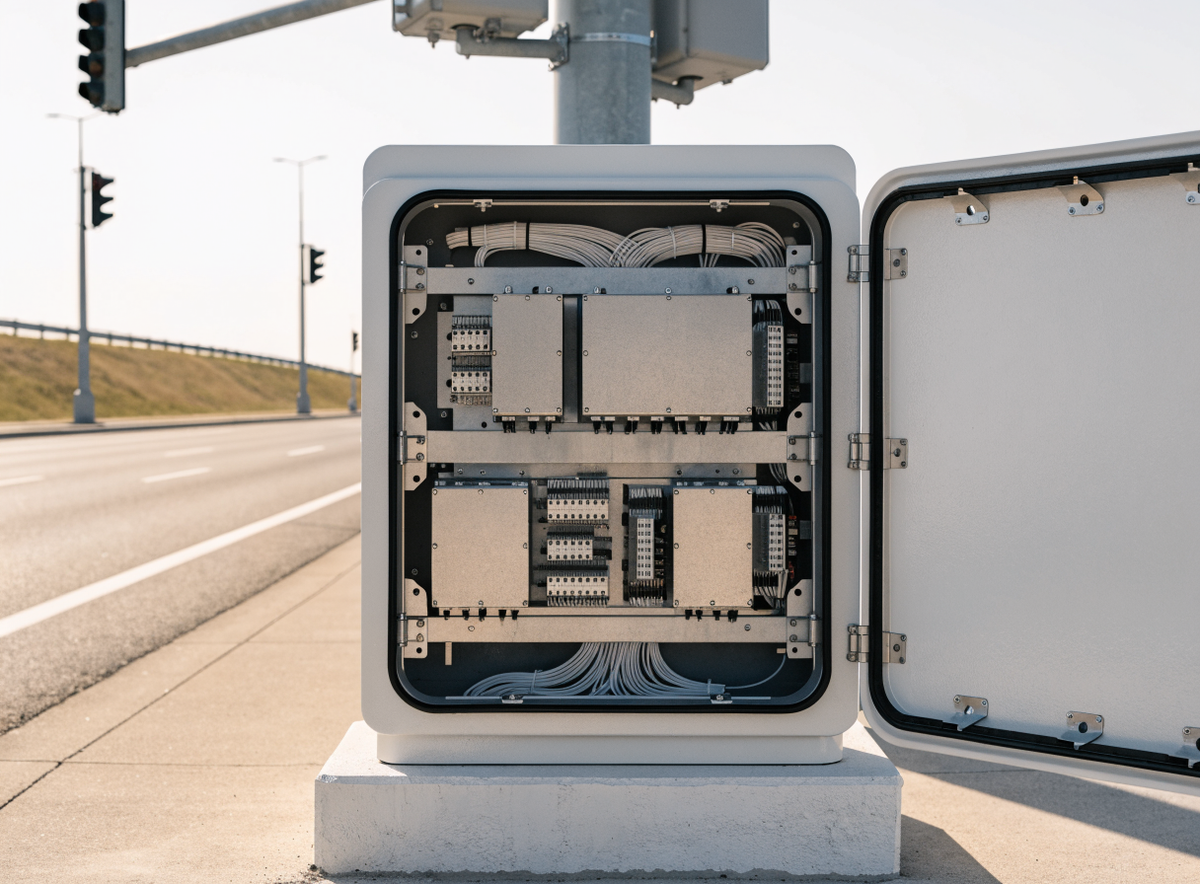 Illustrative roadside traffic controller cabinet