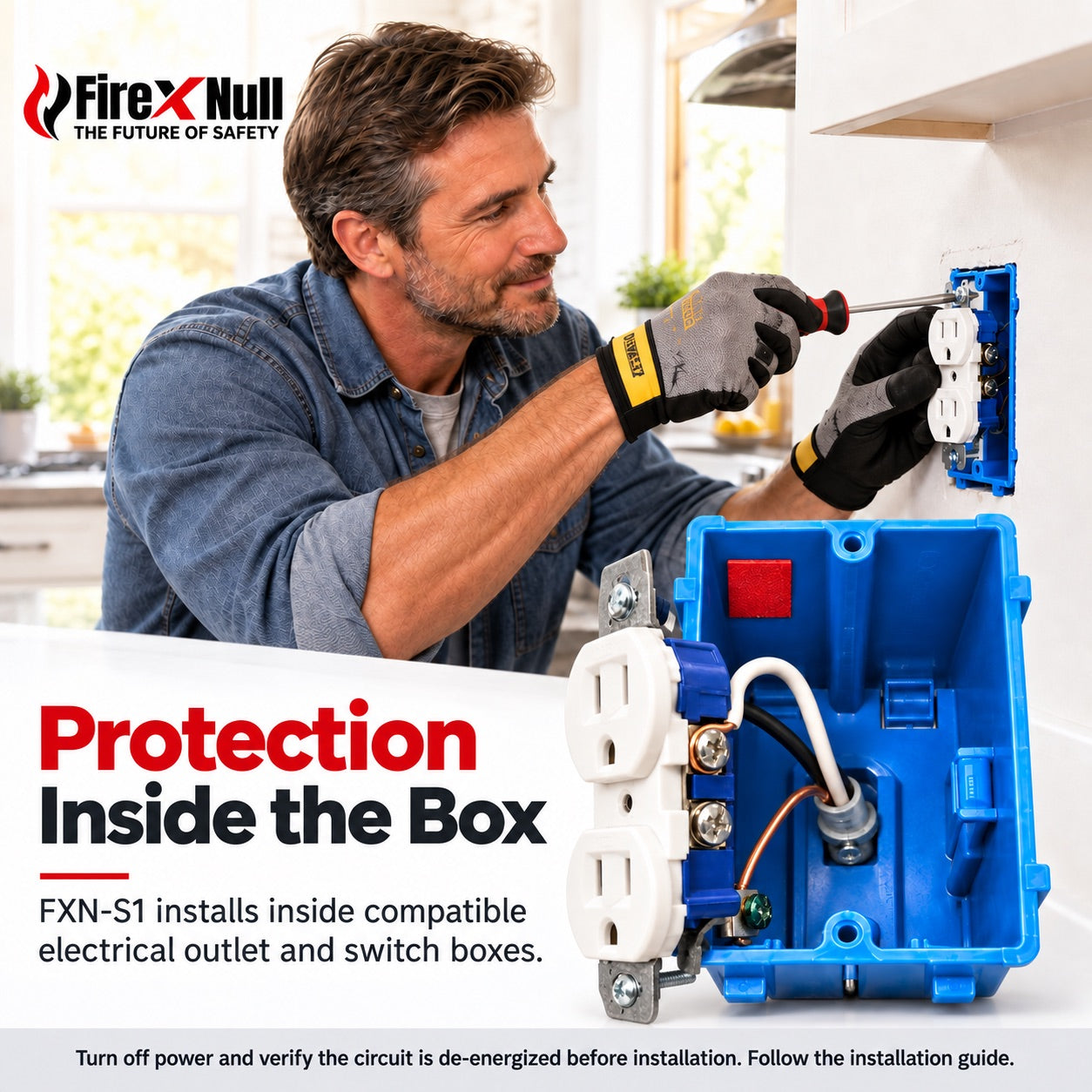 Installing FXN-S1 inside an electrical outlet box